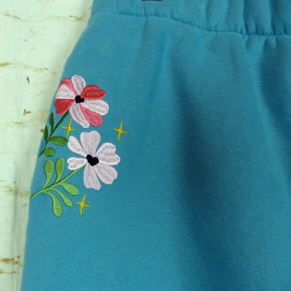 Dandy Worldwide Sweatpants Womens XL Blue Gift Giving Floral Embroidered Lounge - Picture 15 of 16